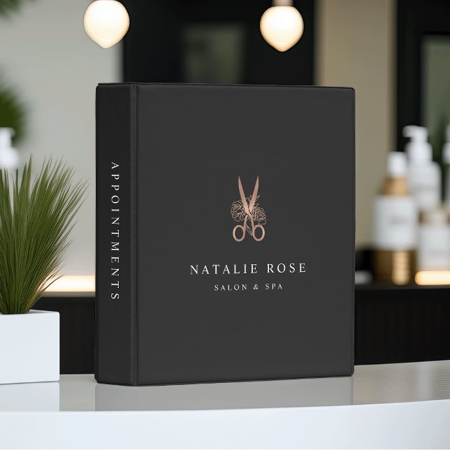 Rose Gold Floral Scissors Salon Logo Mini Binder (Creator Uploaded)