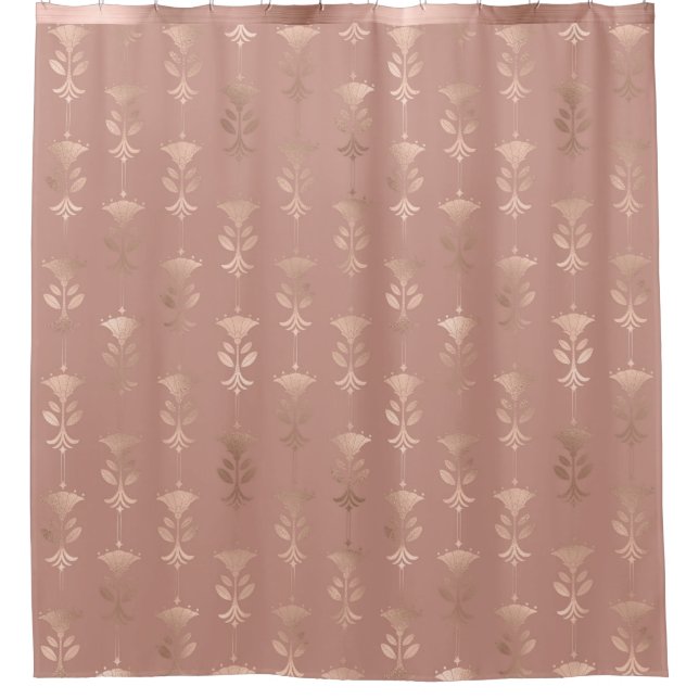 Rose Gold Floral Shower Curtain (Front)