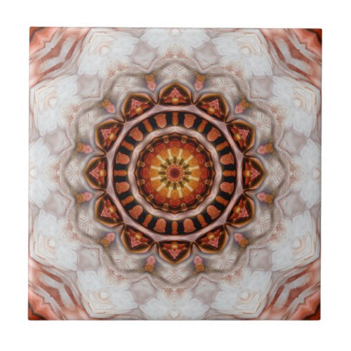 Rose Gold Floral Star Geometric Pattern Tile