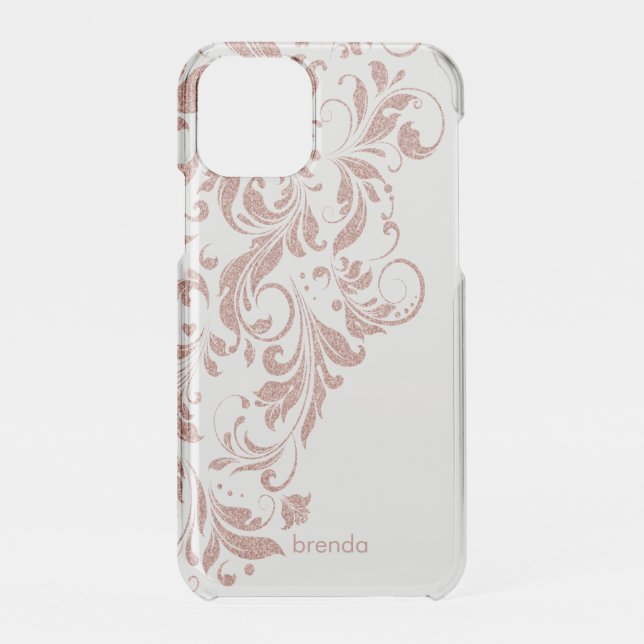 Rose-gold floral swirl mandala uncommon iPhone case (Back)