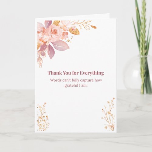 Rose Gold Floral Thank You Card