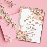 Rose Gold Floral Walima Islamic Wedding 