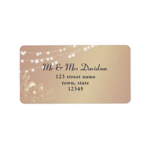 Rose Gold Floral Wedding Address Label