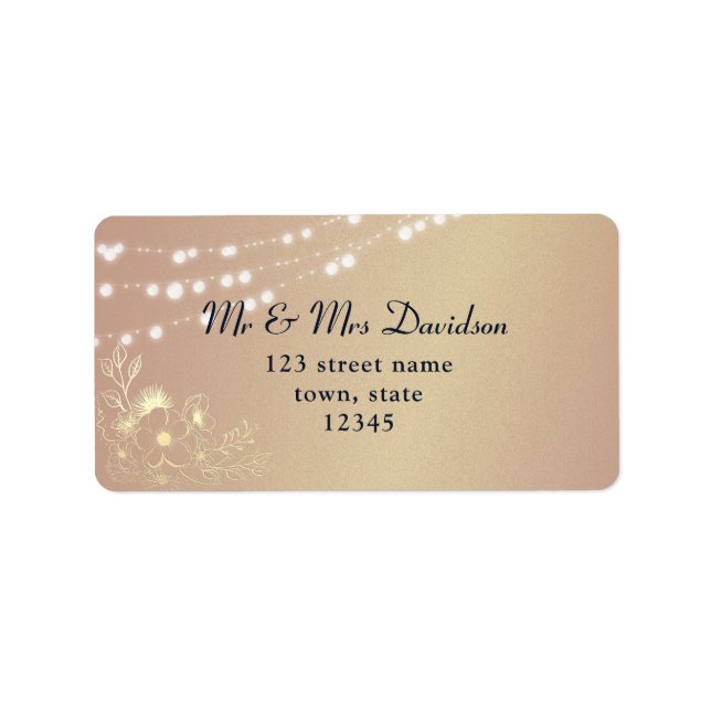 Rose Gold Floral Wedding Address Label (Front)