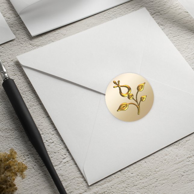 Rose Gold Floral Wedding Classic Round Sticker (Creator Uploaded)