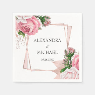 Rose Gold Floral Wedding Elegant Pink Geometric Napkins