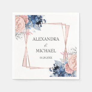 Rose Gold Floral Wedding Elegant Pink Geometric Napkins