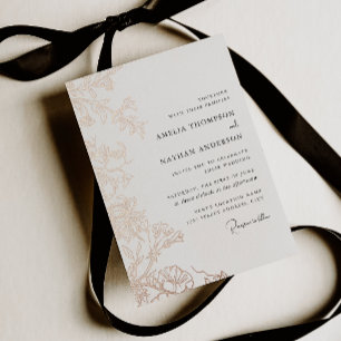 Rose Gold Floral Wedding  Foil Invitation