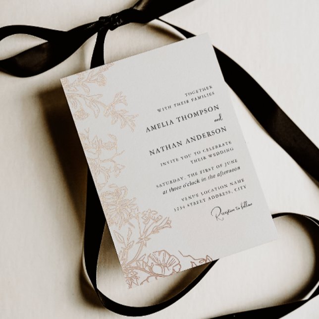 Rose Gold Floral Wedding  Foil Invitation (Creator Uploaded)