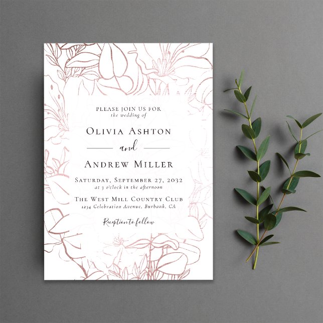 Rose Gold Floral Wedding Invitation (Creator Uploaded)