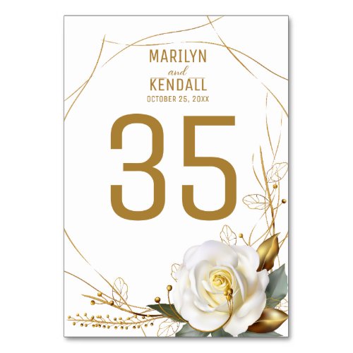 Rose Gold Floral Wedding Table Number