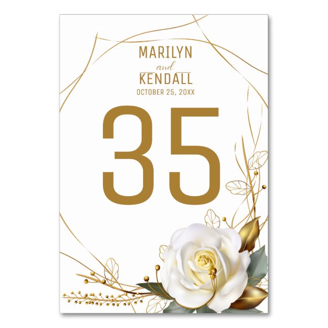 Rose Gold Floral Wedding Table Number (Front)