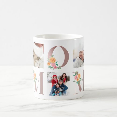 Rose Gold Florals Best MOM Ever Floral Multi Photo Coffee Mug