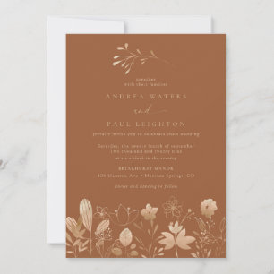 Rose Gold Florals   Elegant Boho Flower Wedding Invitation