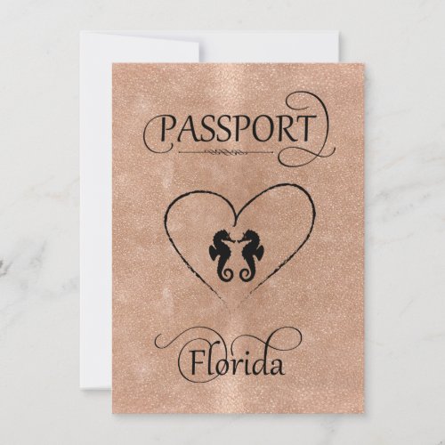 Rose Gold Florida Passport Save the Date Card