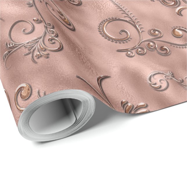 Rose Gold Flourishes Wrapping Paper (Roll Corner)