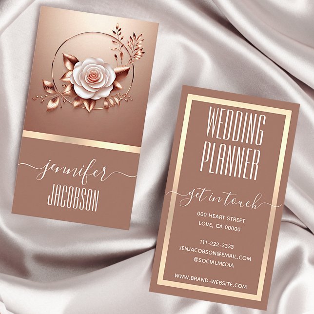 Rose Gold Flower Floral Calligraphy Pretty Pastel  Business Card (Creator Uploaded)