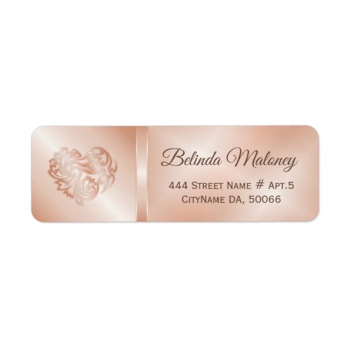 Rose Gold Flower Heart Label