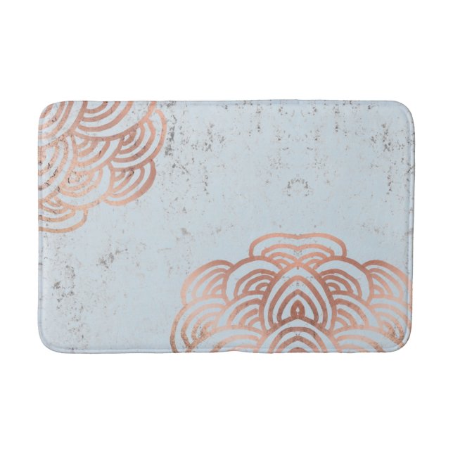 Rose Gold Flower Mandala Bath Mat (Front)