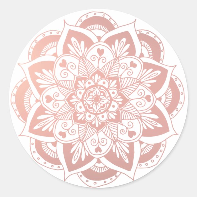 Rose Gold Flower Mandala Sticker (Front)