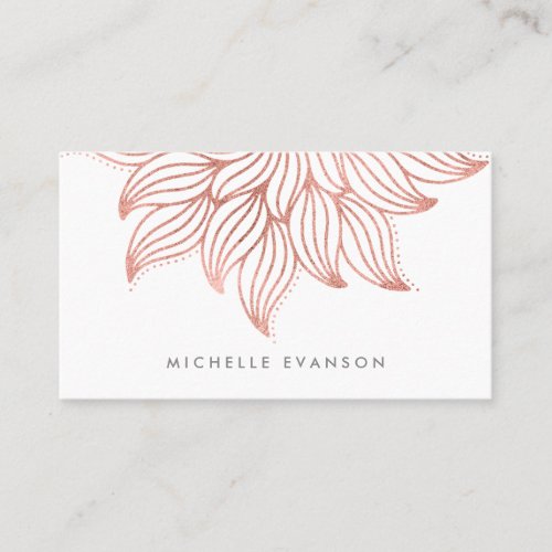 Rose Gold Flower Mandala Yoga Instructor Business Card