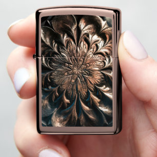 Rose Gold Flower Metal Engraving Zippo Lighter