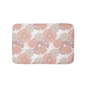 Rose Gold Flower Pattern Bathroom Mat