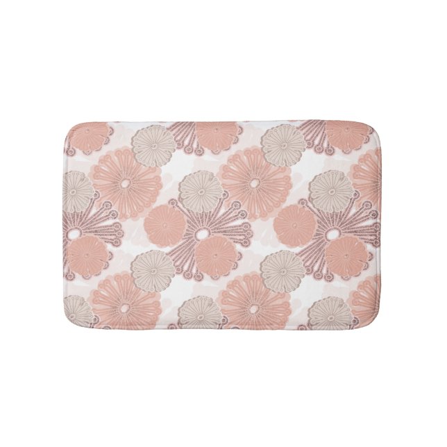Rose Gold Flower Pattern Bathroom Mat (Front)