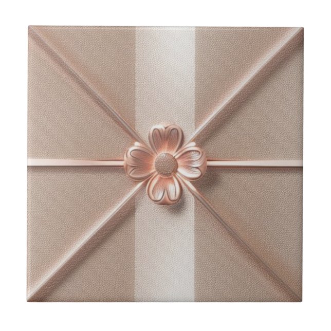 Rose gold flower pattern ceramic tile (Front)