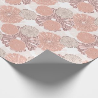 Rose Gold Flower Pattern Wrapping Paper