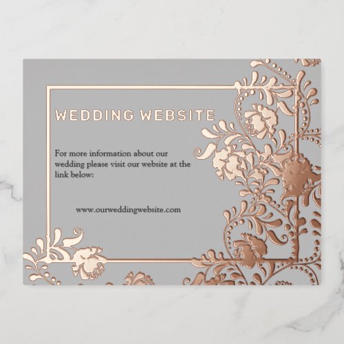 Rose Gold Flowers and Frame Wedding Website Foil Invitation Postcard