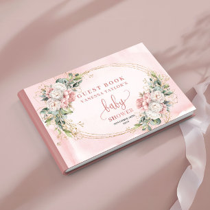 Rose Gold Flowers Eucalyptus Baby Girl Sign In Guest Book