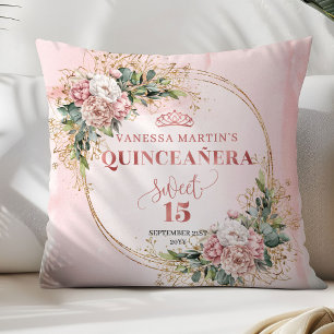 Rose Gold Flowers Greenery Perfect Gift Quince Throw Pillow