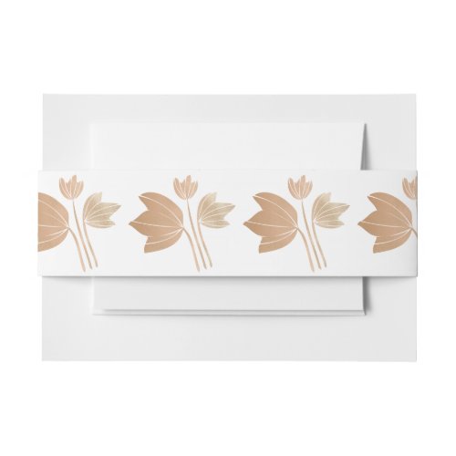 Rose Gold Flowers Invitation Belly Band