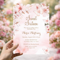 Rose Gold Flowers With Gold Glitter Sweet 16