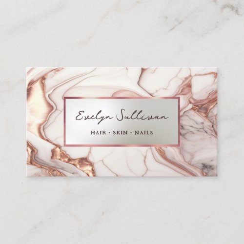 rose gold fluid marble business card