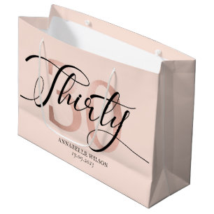 Rose Gold Foil 30th Birthday  Large Gift Bag