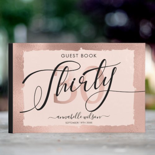 Rose Gold Foil 30th Birthday Photo  Guest Book