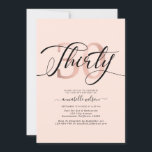 Rose Gold Foil 30th Birthday Photo  Invitation<br><div class="desc">Stylish,  elegant rose gold & blush pink photo 30th birthday invitation. Design features faux foil rose gold frame,  number 30 in rose gold and typography script ''thirty'' in handwritten lettering on a blush pink background. Personalize with party details and photo of the birthday girl on the back.</div>