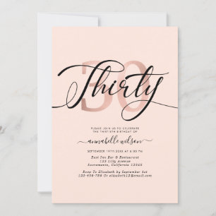 Rose Gold Foil 30th Birthday Photo Invitation