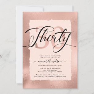 Rose Gold Foil 30th Birthday Photo Invitation