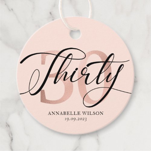 Rose Gold Foil 30th Birthday Thank You Favor Tags