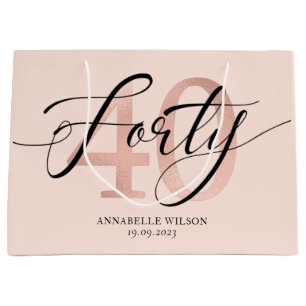Rose Gold Foil 40th Birthday  Large Gift Bag