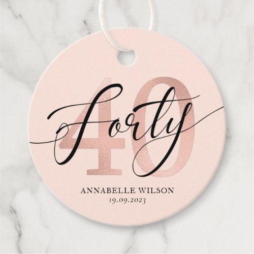 Rose Gold Foil 40th Birthday Thank You Favor Tags