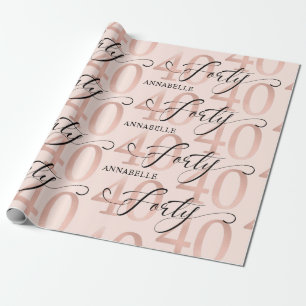 Rose Gold Foil 40th Birthday Wrapping Paper