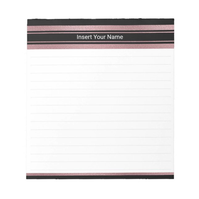 Rose Gold Foil and Black Stripe Notepad 5.5" x 6" (Front)