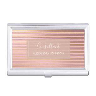 Rose Gold Foil and Burgundy with Gold Stripes Business Card Case