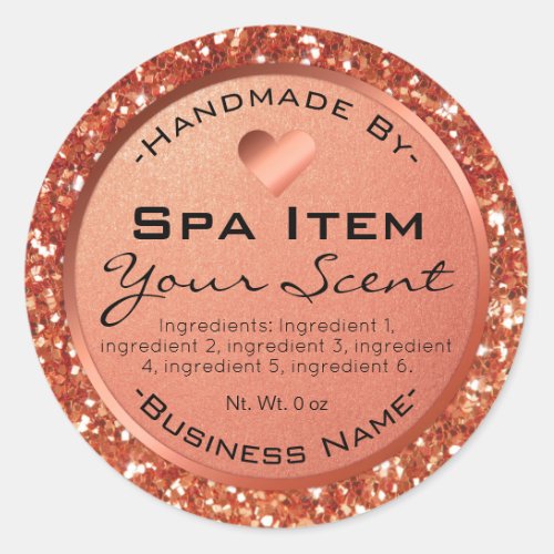 Rose Gold Foil And Glitter Bath Spa And Scrub Classic Round Sticker