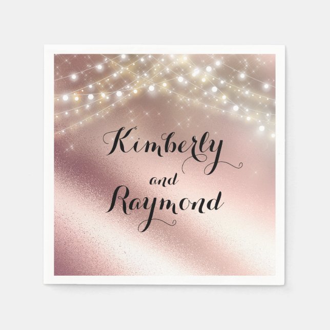 Rose Gold Foil and Lights Dreamy Romantic Napkins (Front)