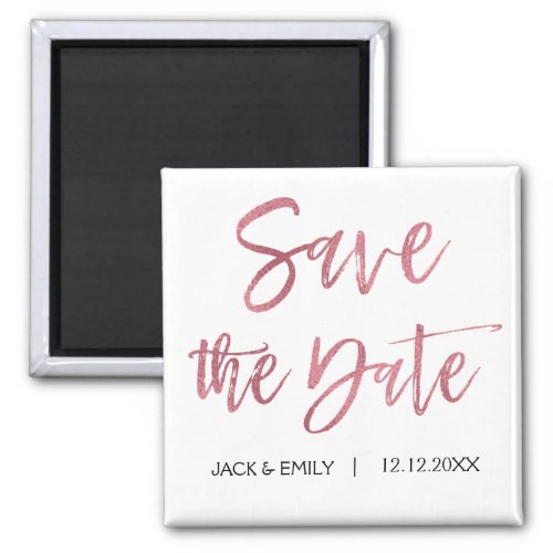 Rose Gold Foil and White  Save the Date Magnet